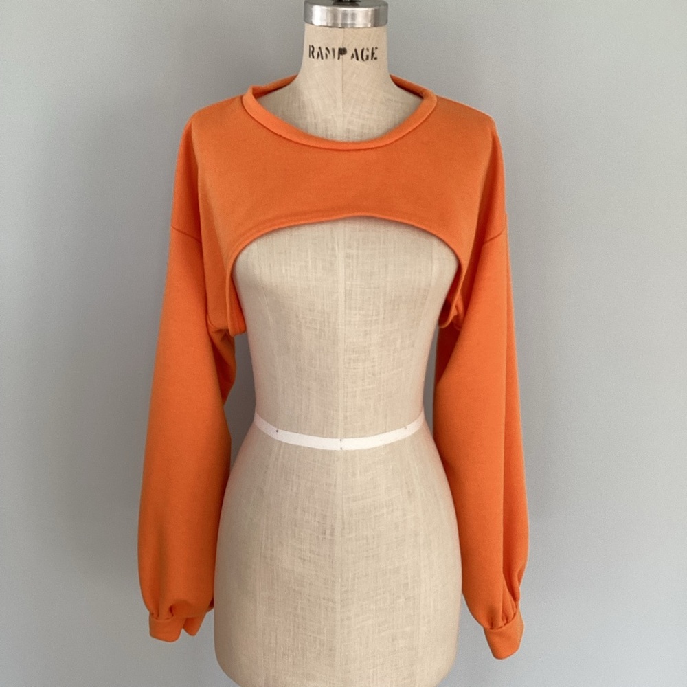 Missguided Orange Women's Long Sleeve Crop Top